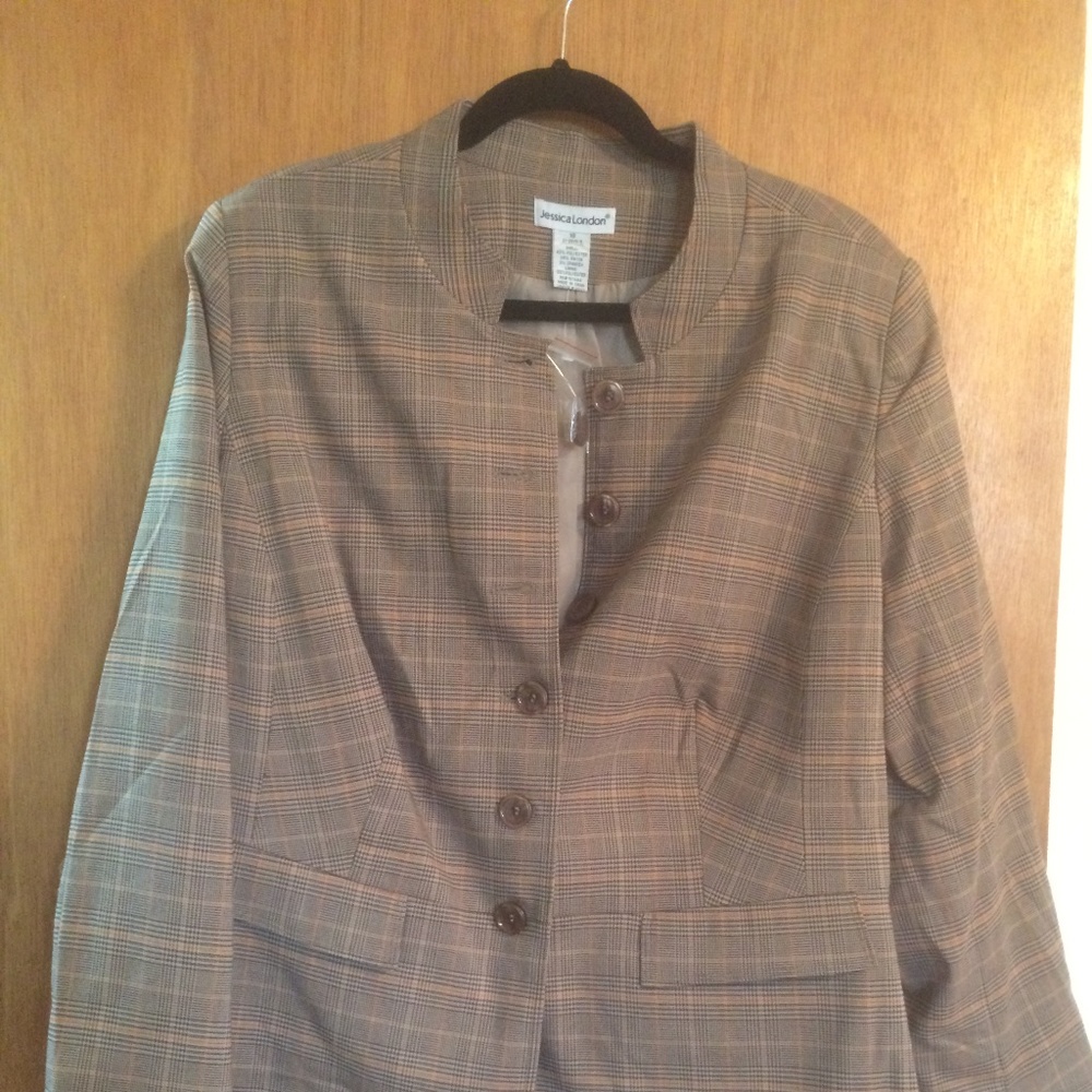 Brown plaid jacket, 20W, Jessica London, Plus size